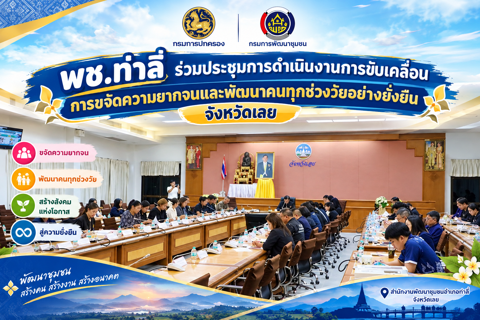 พช.ท่าลี่ ร่วมประชุมขับเคลื่อนการขจัดความยากจนและพัฒนาคนทุกช่วงวัยอย่างยั่งยืน จังหวัดเลย ครั้งที่ 2/2569